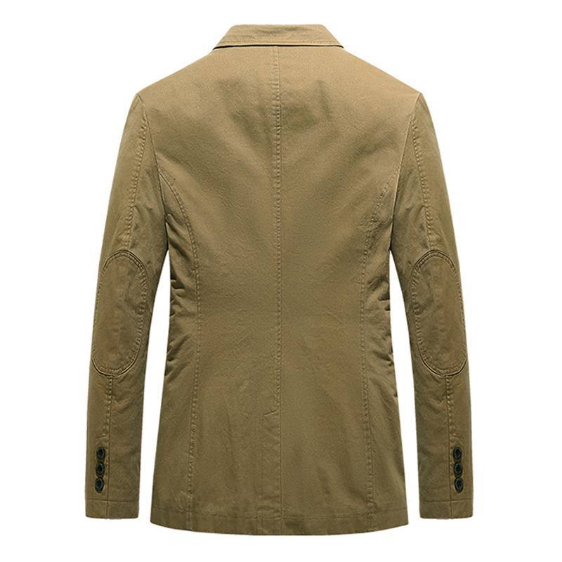 Men's Notch Lapel Single Breasted Multi-pocket Cotton Outdoor Casual Blazer 74299834Z