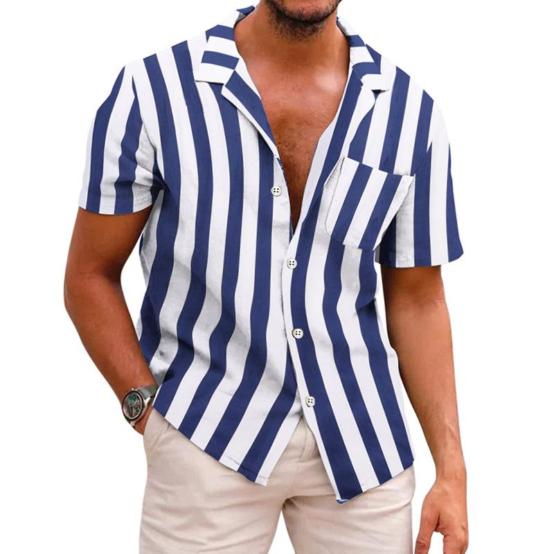 Camisa de manga corta a rayas para hombre 98185822Z