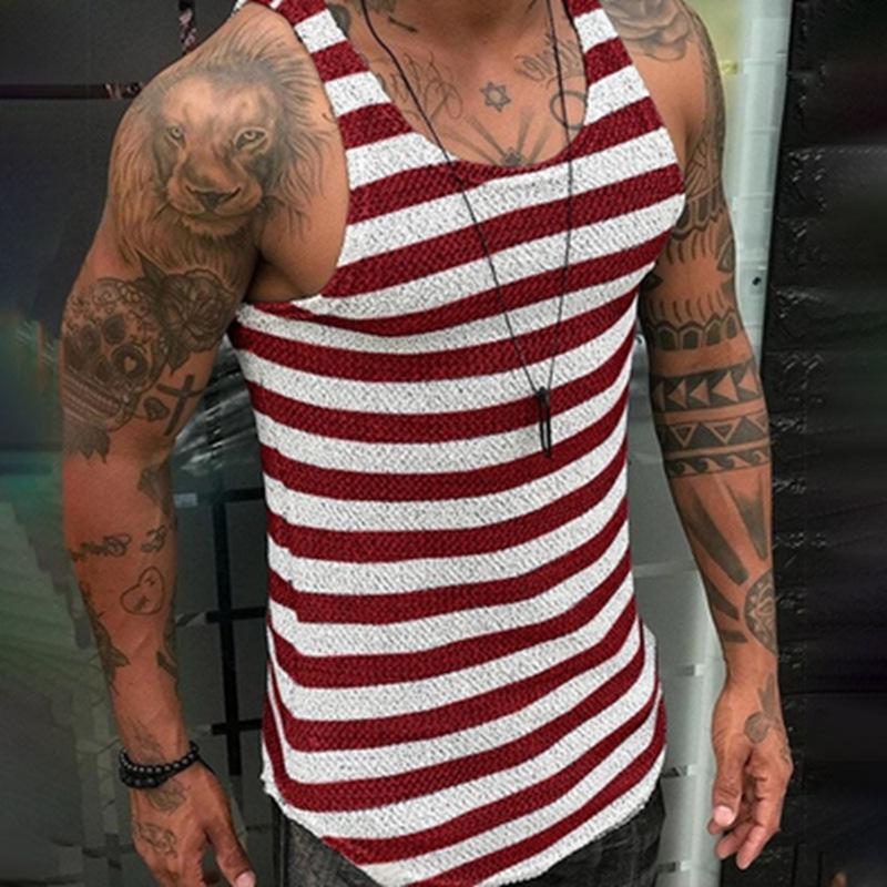Men's Slim Striped Knit Tank Top 95766465Z