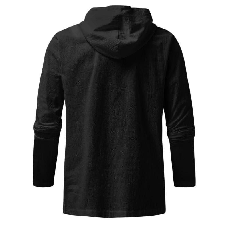 Men's Casual Lace-up Hooded Long Sleeve T-Shirt 83764852M