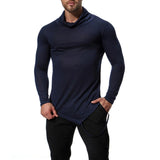 Men's High Collar Irregular Hem Solid T-shirt 00287187Z