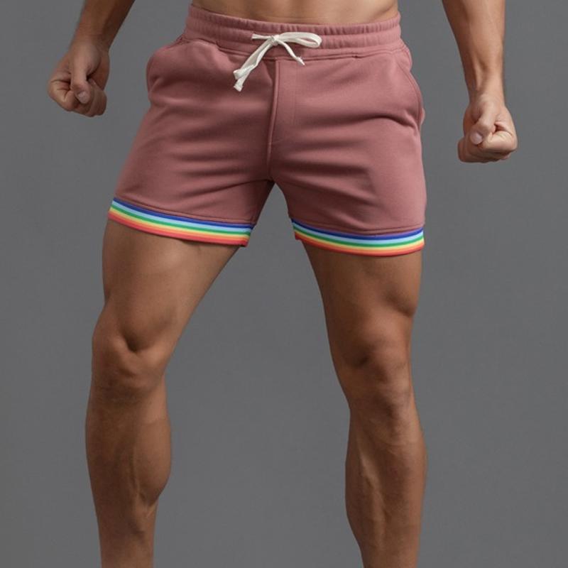 Men's Cotton Rainbow Print Fitness Sports Shorts 44342642Z