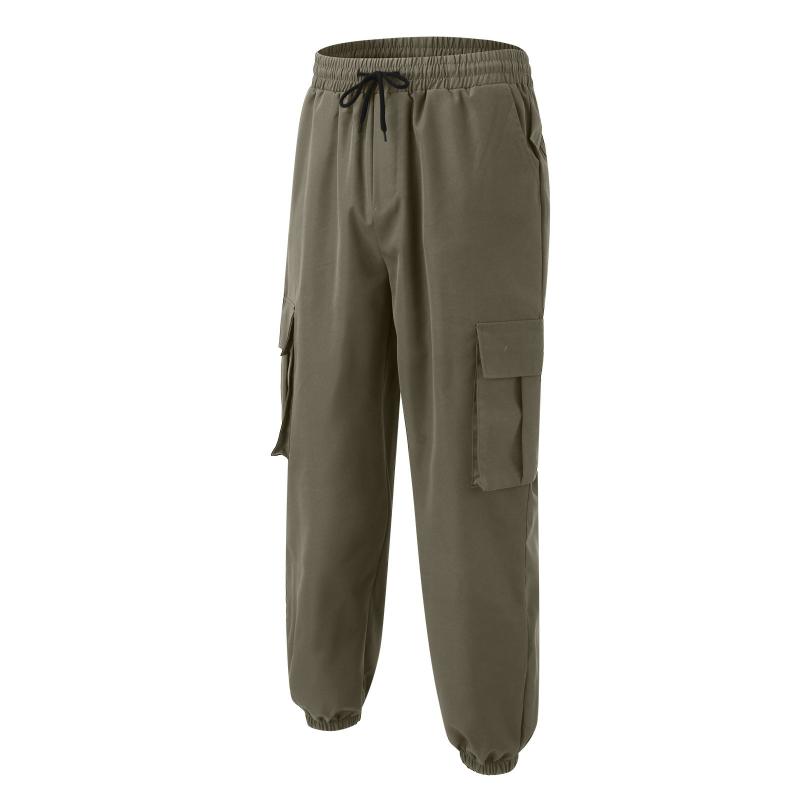Men's Drawstring Elastic Waist Multi-pocket Outdoor Sports Trousers 42270389Z
