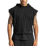 Men's Solid Loose Sleeveless Fitness Sports Hoodie 41849746Z