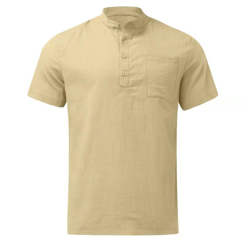 Men's Henley Collar Pocket Short Sleeve Shirt 11861756Z