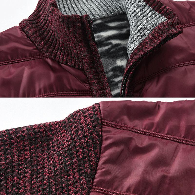 Men's Stand Collar Material Stitching Knit Coat 98961860Z