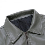 Men's Lapel Biker Leather Jacket 55218770Z