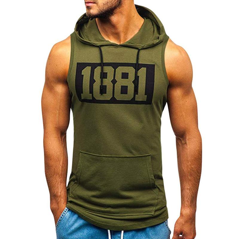 Men's Numbers Print Hooded Sports Fitness Tank Top 67473765Z