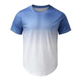 Men's Round Neck Gradient Print Curved Hem Short Sleeve T-shirt 14871608Z