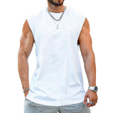 Men's Solid Round Neck Sleeveless Sports Fitness Tank Top 77712235Z