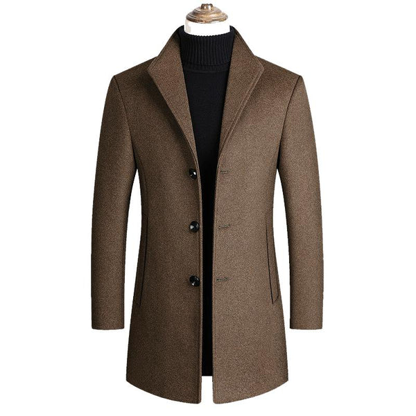 Men's Lapel Single Breasted Woolen Coat 30371092Z