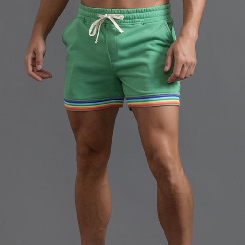 Men's Cotton Rainbow Print Fitness Sports Shorts 44342642Z